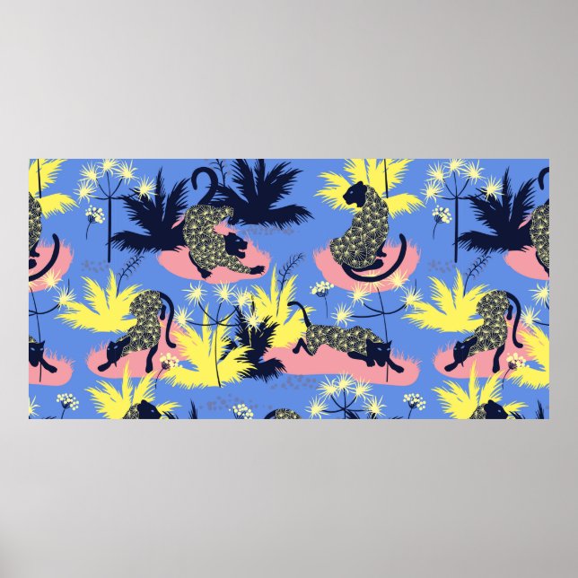 Affiche Style géométrique motif tigre et léopard (Devant)