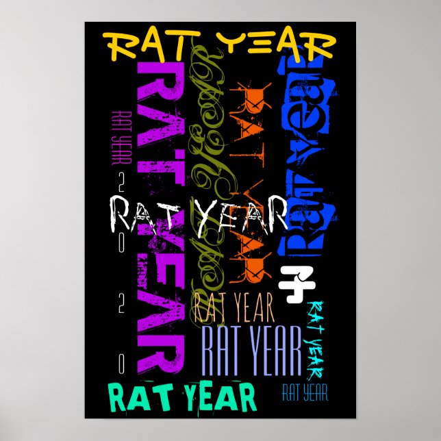 Affiche Style Graffiti répétitif Rat métal Année 2020 P (Devant)