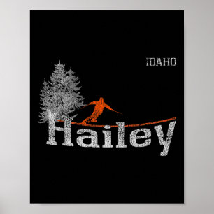 Affiche Style Hailey Idaho 1980 Ski Vintage