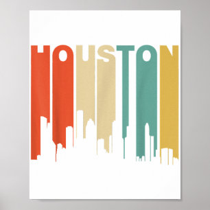 Affiche Style Houston Texas Skyline des années 1970