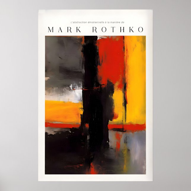 Affiche Style Mark Rothko Gras Abstrait Noir et Jaune (Devant)