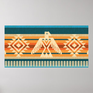 Affiche Style Navajo abstrait motif sans couture avec aigl