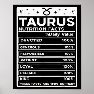 Affiche Style nutritionnel Taurus Design zodiaque, Taurus