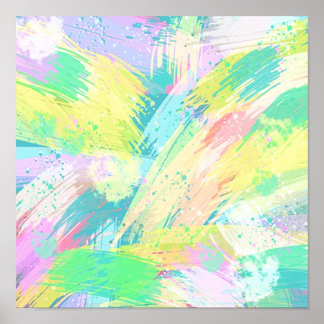 Affiche Style Pale Pastel couleurs Art Abstrait (Devant)