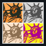 Affiche Style pop art Statue de la Liberté 4 couleurs<br><div class="desc">Pop Art New York Monuments Artworks - Independent United States of America National Symbol Builds</div>