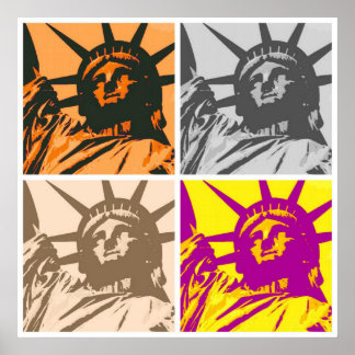 Affiche Style pop art Statue de la Liberté 4 couleurs