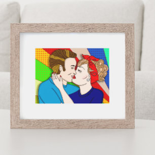 Affiche Style Pop Kissing Couple Retro