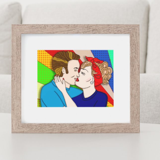 Affiche Style Pop Kissing Couple Retro (Créateur téléchargé)