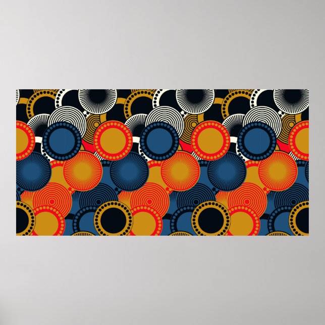 Affiche style rétro, cercles géométriques motifs transpare (Devant)