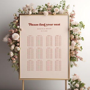 Affiche Stylé rétro mariage rose pêche