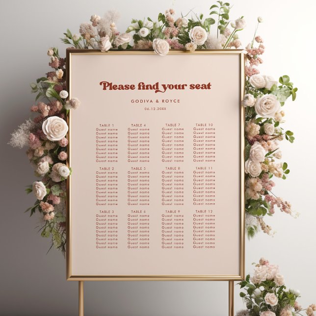 Affiche Stylé rétro mariage rose pêche (Créateur téléchargé)