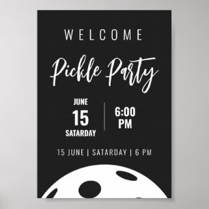 Affiche Style Rétro Neon Noir Thème Pickleball Anniversair
