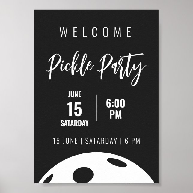 Affiche Style Rétro Neon Noir Thème Pickleball Anniversair (Devant)
