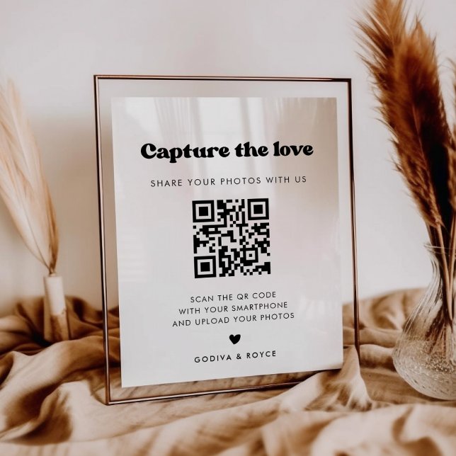 Affiche Style rétro noir & blanc Capturez le signe d'amour (Créateur téléchargé)