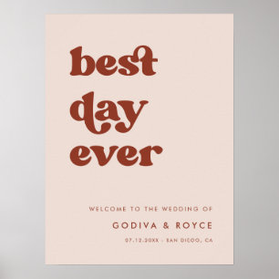 Affiche Style rétro rose Meilleur Jour Jamais Mariage Accu