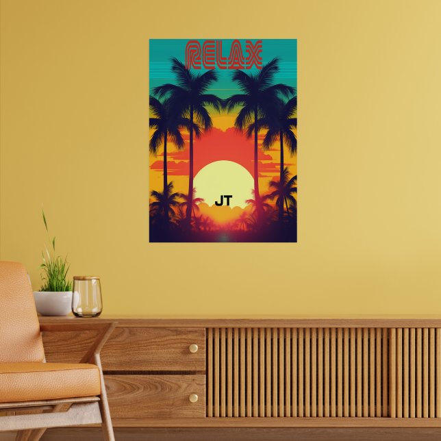 Affiche Style Retro Sunset Tropical 80s (Salon 2)
