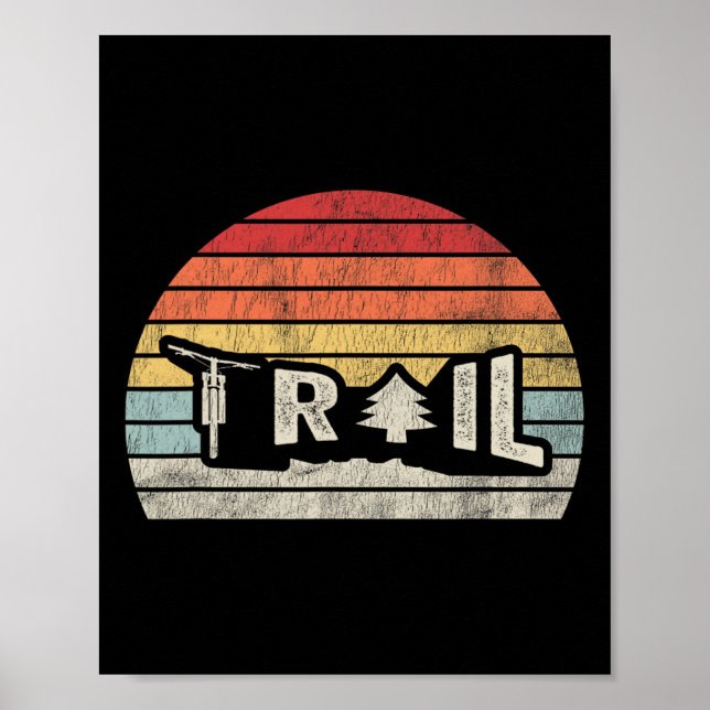 Affiche Style Rétro Vintage Trail Coucher de Soleil  (Devant)