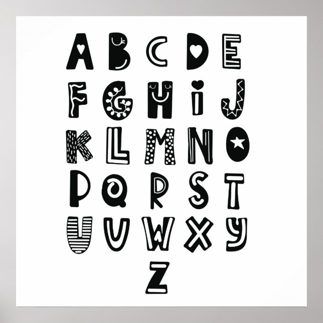 Affiche Style scandinave, Alphabet. (Devant)