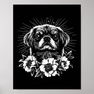 Affiche Style tatouage Adulte Pekingese Retro Chien