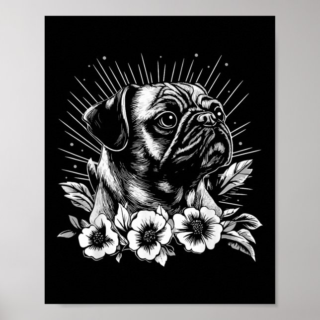 Affiche Style tatouage Lover Carlin de chien rétro (Devant)