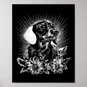 Affiche Style tatouage Lover Dachshund Retro Chien _1