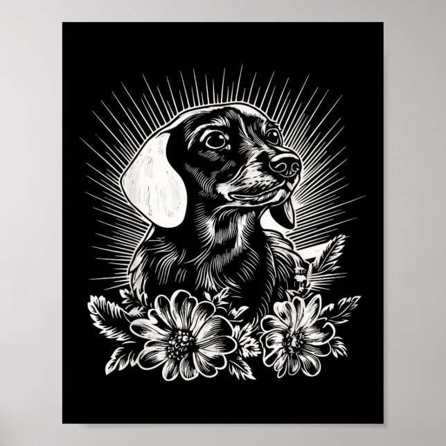 Affiche Style tatouage Lover Dachshund Retro Chien _1 (Devant)