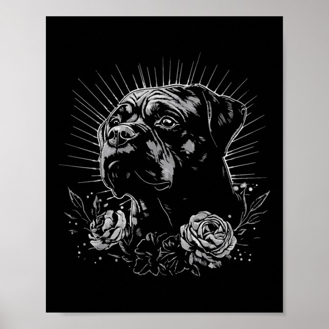 Affiche Style tatouage Lover Rottweiler Retro Chien (Devant)