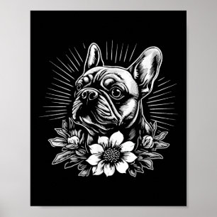Affiche Style Tatouage rétro Amoureux des chiens français 