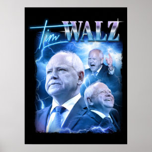 Affiche Style Tim Walz Retro 90s