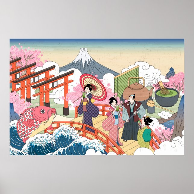Affiche Style Ukiyo-e japonais (Devant)