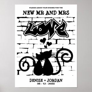 Affiche Style urbain Chatons amoureux sur Graffiti Mariage