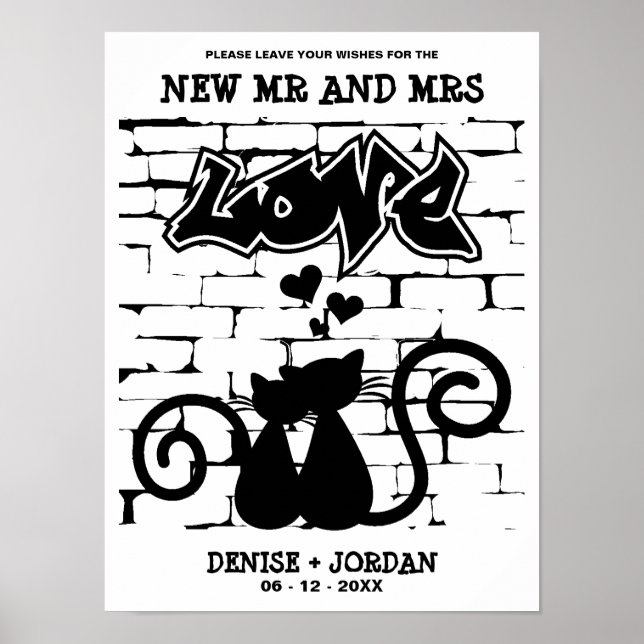 Affiche Style urbain Chatons amoureux sur Graffiti Mariage (Devant)