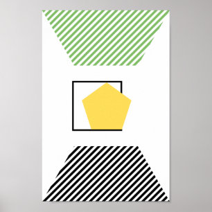 Affiche Style Vert, Noir Et Jaune Art Abstrait
