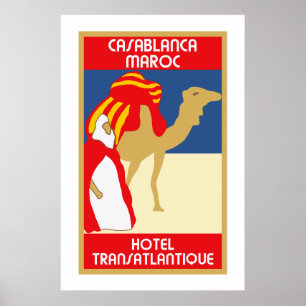 Affiche Style vintage années 1920 Casablanca publicité de