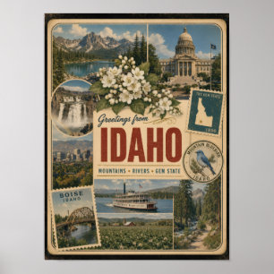 Affiche Style Vintage Authentique de l'Idaho