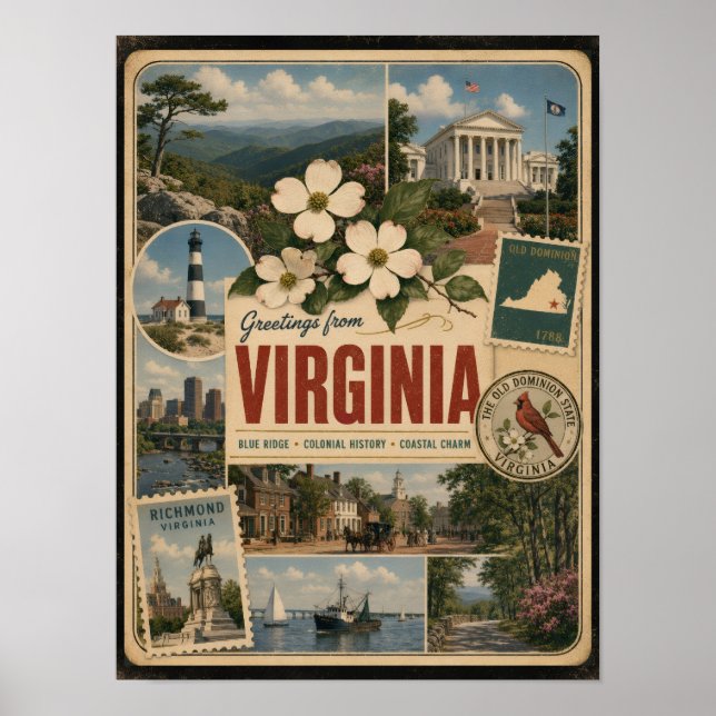 Affiche Style Vintage Authentique de Virginie (Devant)