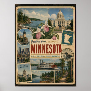 Affiche Style Vintage Authentique du Minnesota