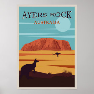 Affiche Style vintage Ayers Rock Australie Travel