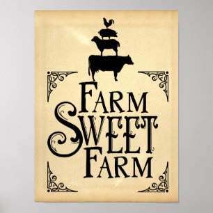 Affiche Style Vintage de la ferme sucrée