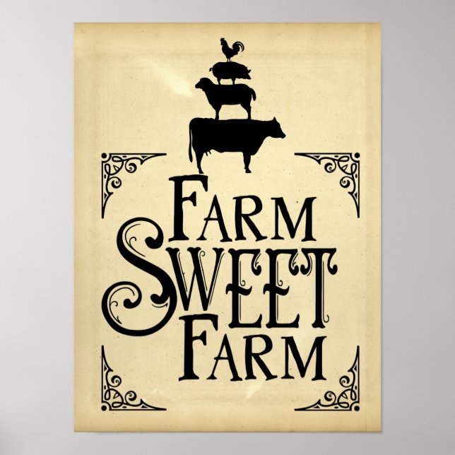 Affiche Style Vintage de la ferme sucrée (Devant)