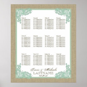 Affiche Style vintage dentelle design Seafoam Green 2