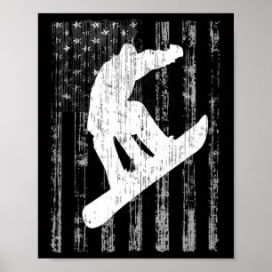 Affiche Style vintage drapeau américain T Shirt Snowboard