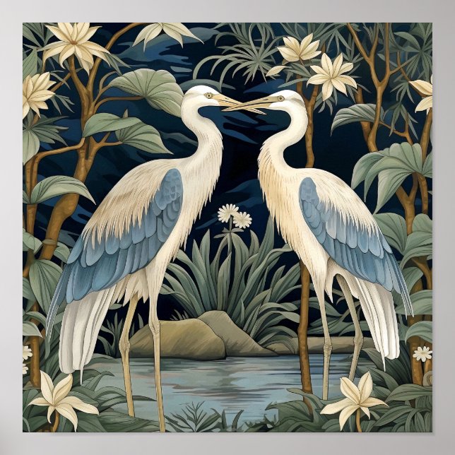 Affiche Style Vintage Great Blue Heron (Devant)