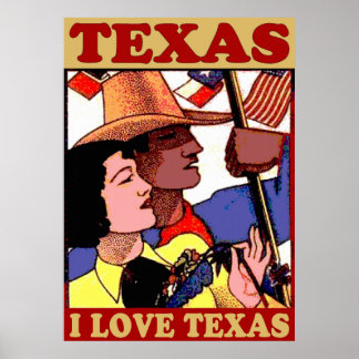 Affiche Style vintage I Love Texas