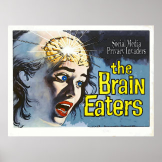 Affiche Style vintage, Mangeur de cerveau, Faux Cinéma