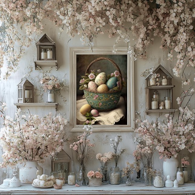 Affiche Style vintage Pâques Panier d'oeufs (Créateur téléchargé)