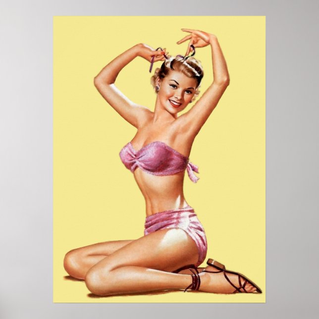 Affiche Style Vintage Retro Girl Beach (Devant)