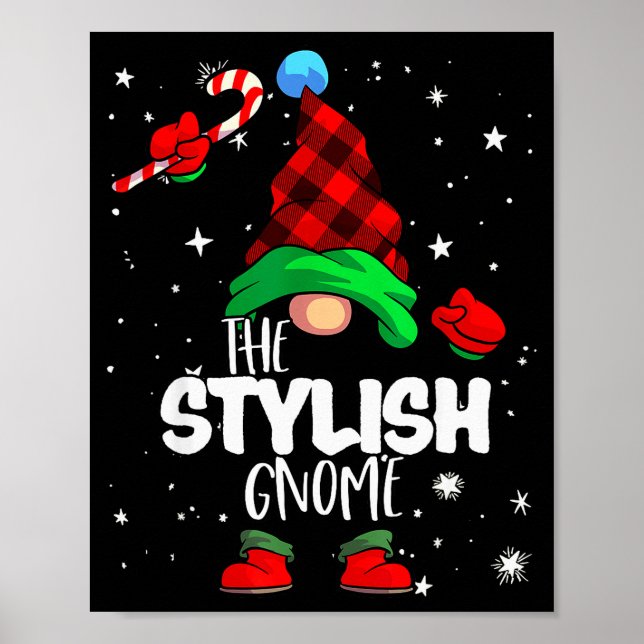 Affiche Stylish Gnome Red Buffalo Plaid Matching Family Ch (Devant)