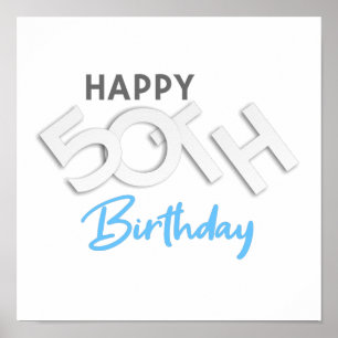 Affiche Stylish Happy 50th Birthday Typography
