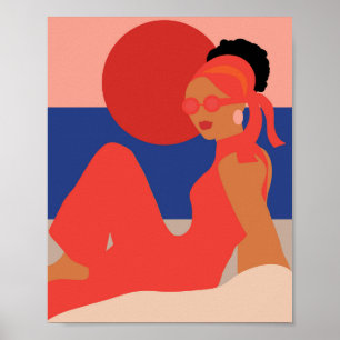 Affiche Stylish Lady on the Beach